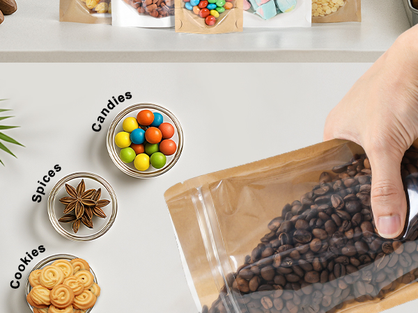 Kraft Bags With Window Clear Front Pouches