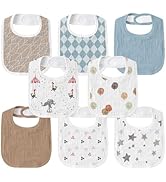 Baby Muslin Bibs 8 Pack, Drooling and Teething Bibs for Baby Boy, Absorbent, Soft Organic Cotton,...