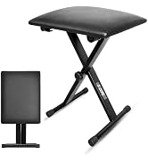 5 CORE Keyboard Bench Pair X Style Piano Stool Thick Padded 12 to 18.5 inch Adjustable Keyboards ...