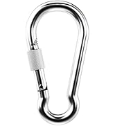 KINLINK 1 Pack Screw Locking Carabiner - 4.00 inch Heavy Duty Carabiner Clips, 304 Stainless Stee...