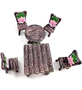 6 Pcs Garden Furniture Ornaments Miniature Table and Chairs Set Village Micro Resin for Dollhouse...