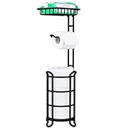 TreeLen Toilet Paper Holder Stand Tissue Paper Roll Dispenser with Shelf for Bathroom Storage Hol...