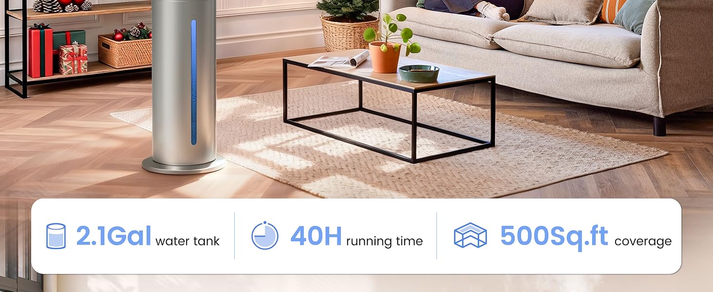 Humidifiers for bedroom, Humidifiers large room up to 500 sq ft, Easy to Clean Humidifier