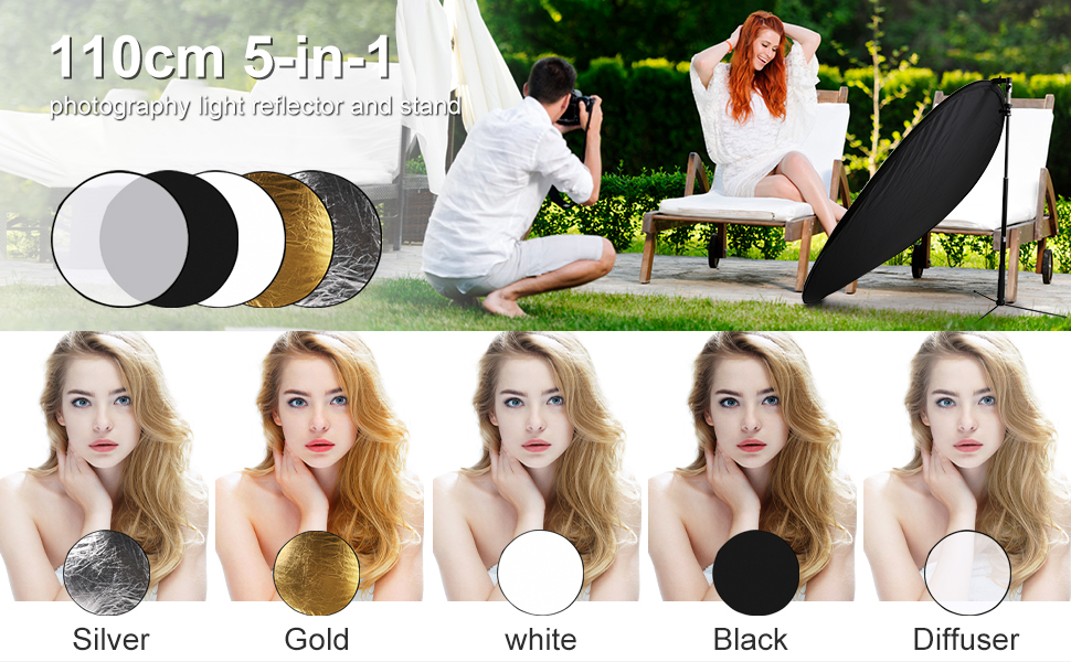 43 Inch/110 Centimeter Light Reflector 5-in-1