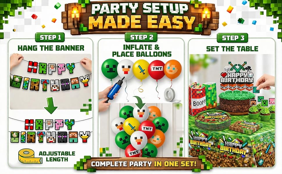 Pixel Birthday Party Decorations