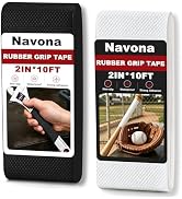 Navona Rubber Grip Tape, 2 Rolls Black & White, 2" x 10 FT Each (20 FT Total), Strong Adhesive Wa...