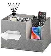 Leather Square Tissue Box Cover with Storage Tray,Cube Tissue Box Holder,Modern Facial Paper Orga...