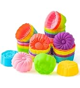 R HORSE 42Pcs Silicone Molds Cupcake 2 Inch Mini Size Reusable Muffins Liners Washable Non-Stick ...