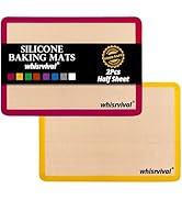 whisrvival Silicone Baking Mat, 2 colors Half Sheet(16.5"x11.6") Non-Stick Baking Mat, Food Safe ...
