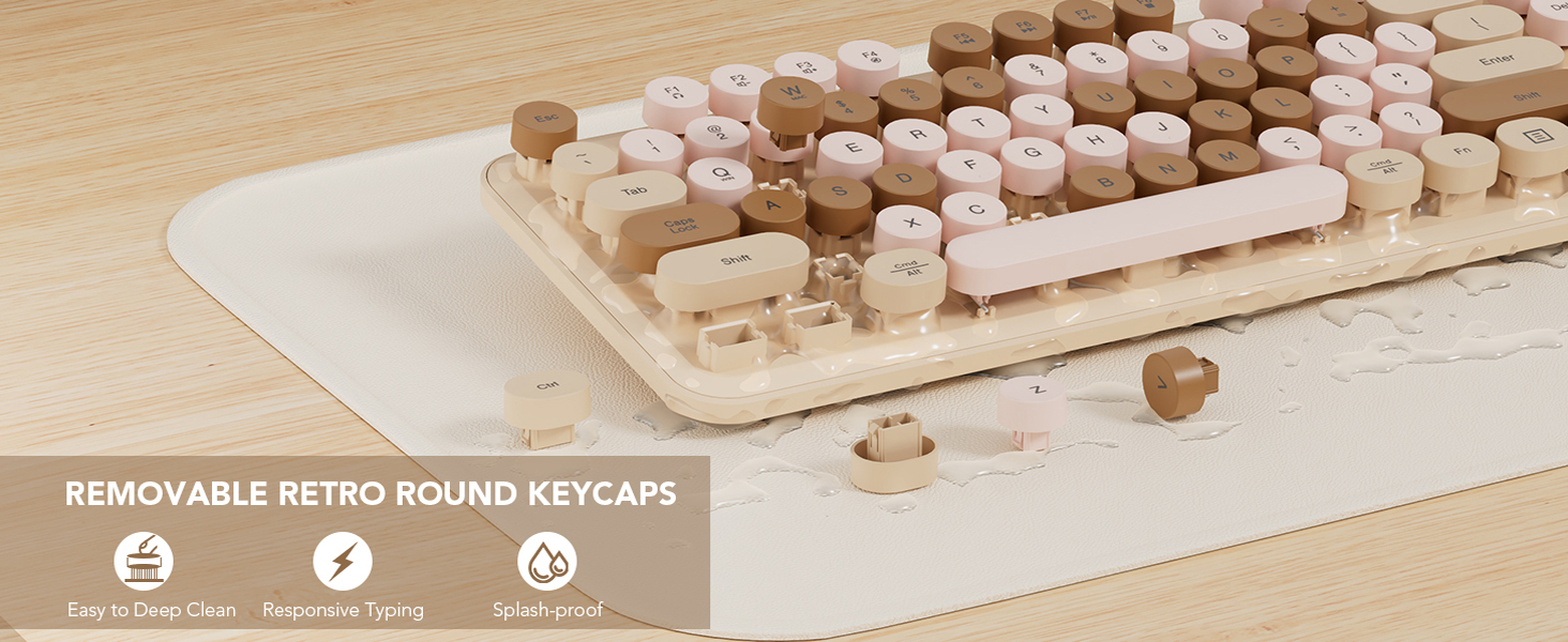 Removable floating round keycaps fit fingertips responsive bedroom office travel Essential College