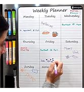 Large 13.5"x17.5" Dry-Erase Magnetic Weekly Calendar (Organizer/Planner) for Kitchen Fridge (Full...