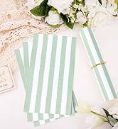 sage green Striped Paper Napkins green and White Guest Towels Disposable Hand towel dinner napkins