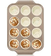 Firstfooby Silicone Muffin Pans for Baking with Metal Frame, 12-Cup Silicone Cupcake Pan, Egg Bit...