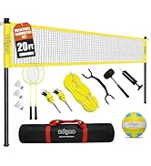 Zdgao Volleyball and Badminton Combo Set for Backyard - 20FT/32FT Volleyball/Badminton Net with A...