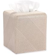 Sumnacon Tissue Box Cover Square, Sturdy Resin Tissue Holder with Open Bottom, Decorative Stone T...