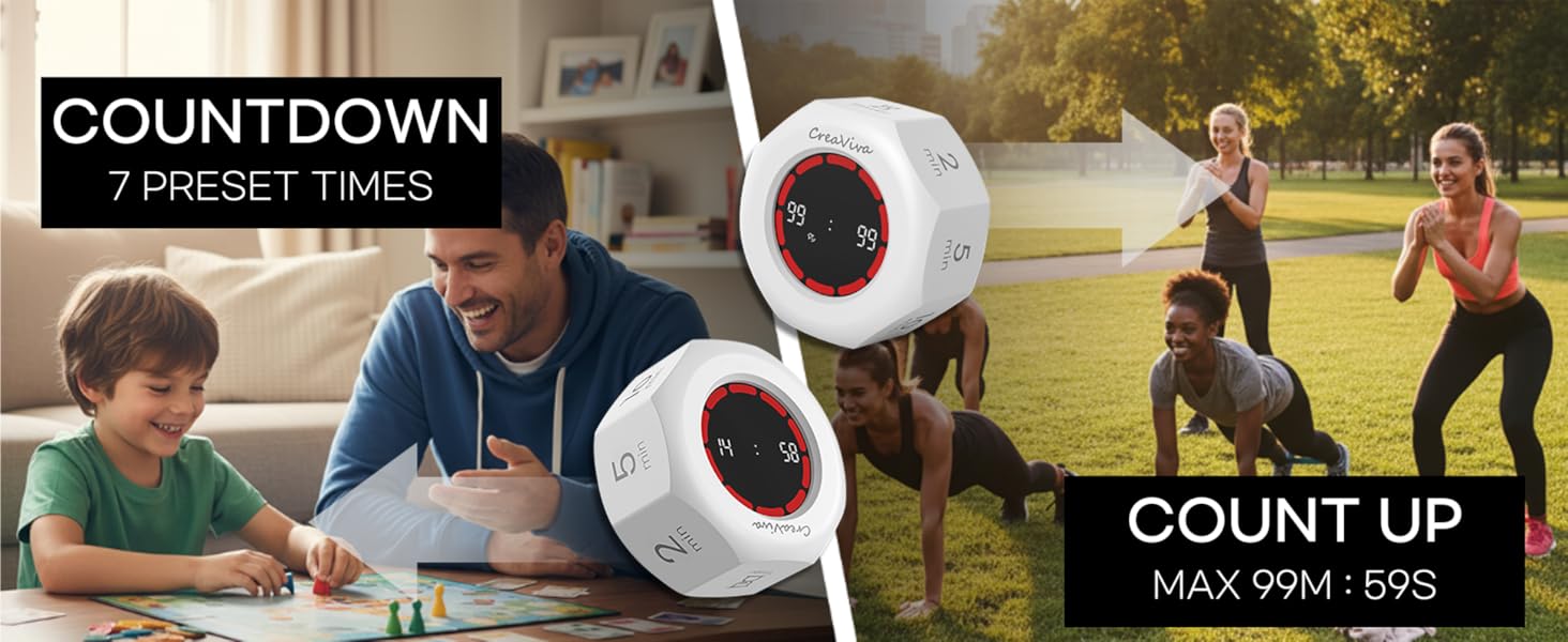 Creaviva digital visual cube timer with count down countup
