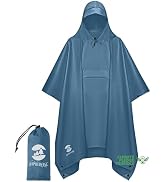 SaphiRose Extra Thick Hooded Rain Poncho Double Layer Waterproof Raincoat Jacket for Men Women Ad...