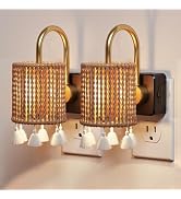 L LOHAS LED Night Lights Plug into Wall, 2 Pack Boho Fabric Cylinder Night Light with Tassel, Dus...
