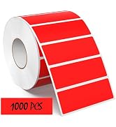 Meitaat 3 × 1 Inches Red Rectangle Color Coding Labels 1000 PCS, Self-Adhesive Writable Waterproo...