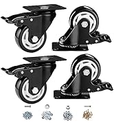 3 inch Caster Wheels, Casters Set of 4 Heavy Duty - CLOATFET Locking Swivel Casters with Brake (T...