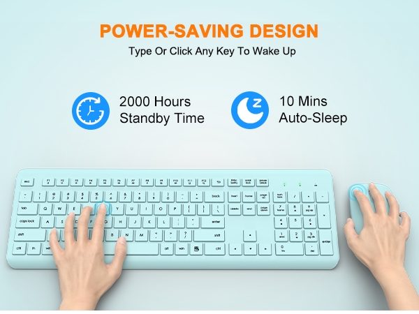 Wireless Keyboard and Mouse Combo Full Size Silent Ergonomic Keyboard Mouse Cordless Mouse Keyboard