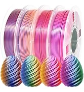 RAMBERY 3D Printer Filament Bundle Tricolor PLA 1.75mm, Triple Color Change by Angle, Silk PLA Sh...