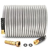 Cesun 50FT 304 Stainless Steel Metal Garden Hose - Heavy Duty Water Hose for RV, Outdoor Yard, Li...