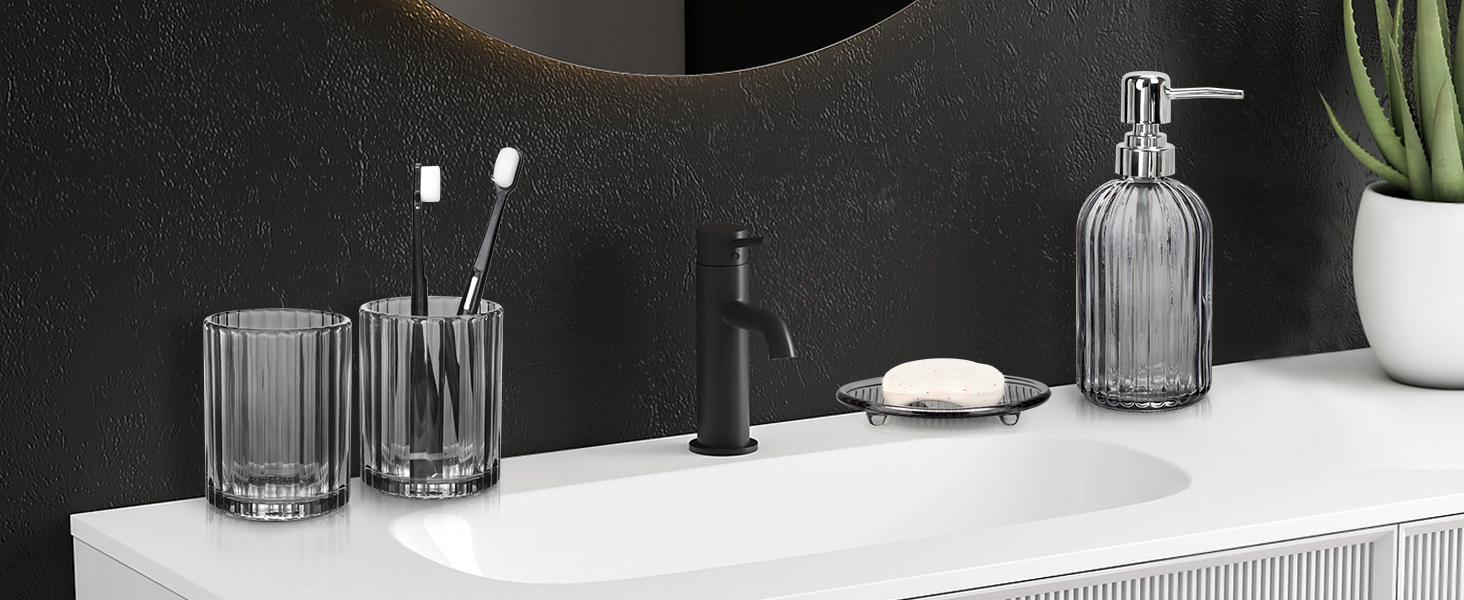 4PCS Decent Glass Bathroom Accessories Set