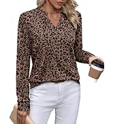 WIHOLL V Neck Business Casual Tops Fall Trendy Long Sleeve Shirts S-2XL | V Neck,Work Tops,Profes...