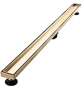 AVSIILE Linear Shower Floor Drain, Brushed Gold 48 Inch 304 Stainless Steel Bathroom Drains Kit, ...