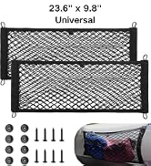 RED WOLF 2 Pcs Universal Cargo Net Pocket Elastic Mesh Netting Car Mesh Pouch for Trunk RV Boats ...