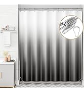 AmazerBath Shower Curtain, Cloth Ombre Black Shower Curtain Sets with 12 Shower Curtain Hooks, Wa...