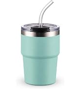 16oz Iced Coffee Cup With Lids, Water Bottle With Straw, Double Layer Vacuum Stainless Steel Insu...