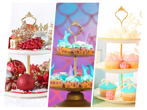 gold party tiered cake stand