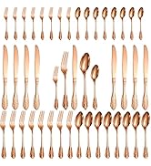 A · HOUSEWARE Retro Palace Rose Gold Silverware Set Stainless Steel Flatware Cutlery with Vintage...