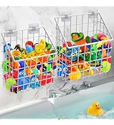2 Pack Bath Toy Storage Organizer Basket, Large Metal Bathtub Toy Holder, Wall Mounted Hanging Sh...