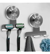 Shower Razor Holder 2 Pack,Heavy-Duty 7KG Suction Cup Razor Holder for Shower,Razor Hooks for Sho...