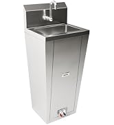 Commercial Hands-Free Pedestal Hand Sink with Foot Pedal and Faucet