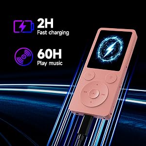 Mini MP3 Player for Seniors Portable Music Player with Bluetooth 128GB micro SD Card Slot Compact