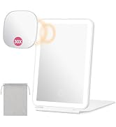 Auxmir 1X Travel Makeup Mirror with Magnetic 30X Magnification, White | 2000Mah Rechargeable, 5.1...