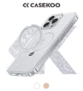 CASEKOO Glitter 360° Magnetic Stand for iPhone 16 Pro Case, MagSafe, Protection, Sparkle Clear