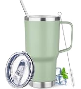 20 oz Tumbler with Handle Stainless Steel Insulated Coffee Mug Tumbler with Lid and Straw Double ...