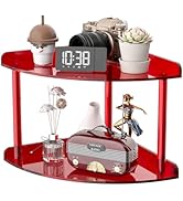 Sezanrpt 2 Tier Acrylic Corner Shelf Organizer Storage 9.5x9.5x8 Inch, Red Countertop Corner Shel...