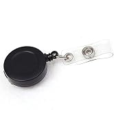 Black Heavy Duty Retractable Badge Holder Reel ID Badge Holder with Belt Clip Key Ring for Name C...