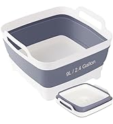 Collapsible Dish Basin & Sink Tub with Drain Plug – 2.4 Gal Baby Bottle Wash Basin, Bottle Washin...