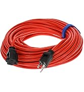Clear Power 100 ft Outdoor Extension Cord 16/3 SJTW, 3-Prong Grounded Plug, Orange, Water & Weath...