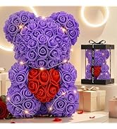 Otlonpe Preserved Artificial Roses Flowers Bear, Forever Women Gifts for Birthday Christmas Valen...