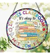 Personalized Teacher Stained Glass Suncatcher, Custom Sun Catcher for Teachers Appreciation Gift,...