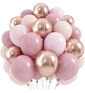 Dusty Pink Beige Balloon, 55 Packs 12 Inch Double Stuffed Retro Baby Pink and Metallic Rose Gold ...