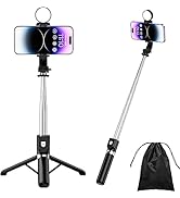 Selfie Stick with Light, All in 1 Extendable Tripod Stand with Detachable Wireless Remote,Portabl...